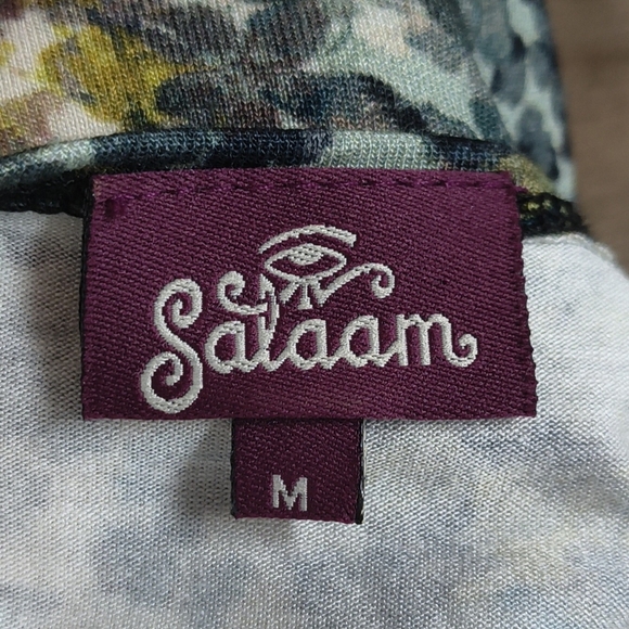 Salaam Midi Dress Green Blue Short Sleeve Midi Size Medium - Picture 7 of 10